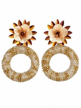 3/$30 CATO Floral Sequin Beaded Hoop Festival Earrings